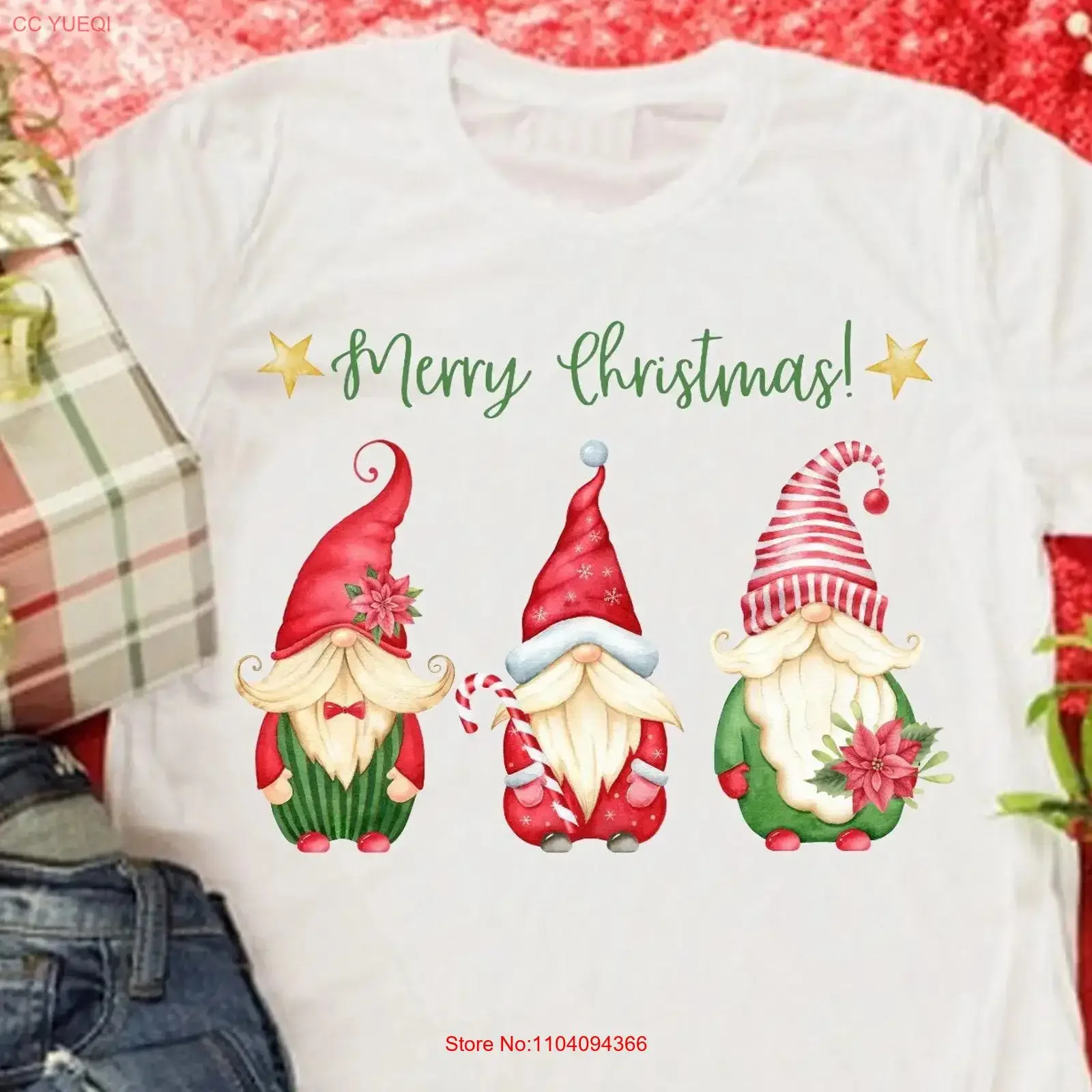 

Gnome Christmas T Shirt Gnomies vintage Washed Top For Everyday Wear Casual Slightly Comfortable designer clothes homme graphic