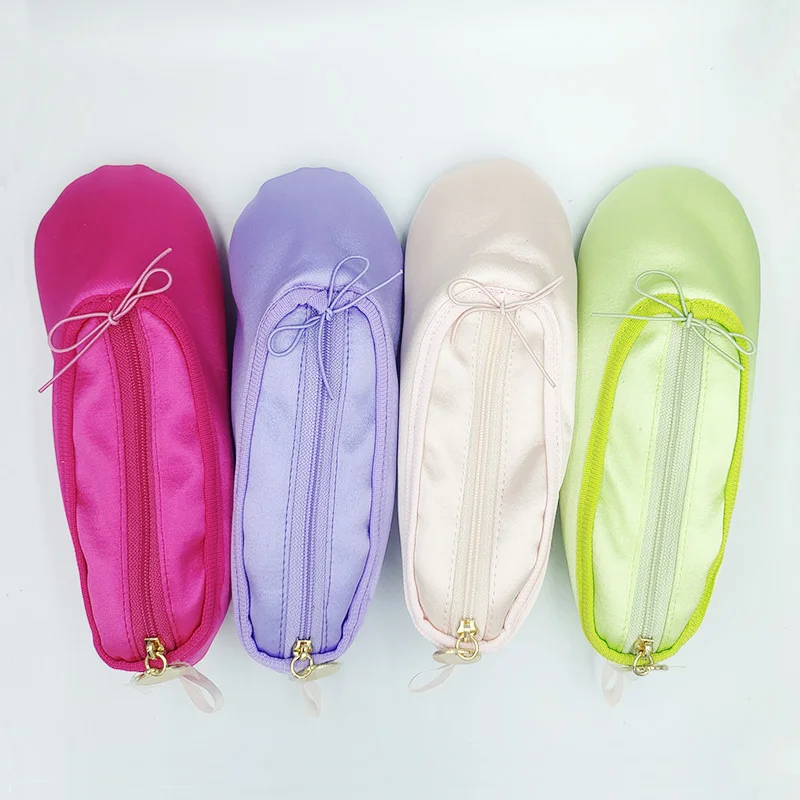 CLYFAN 4 Colors Ballerina Satin Ballet Pointe Shoe Pencil Case Purse Keyring For Dance Lovers