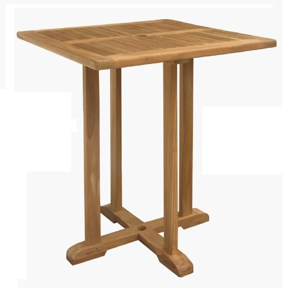 Wholesale Bistro Teak Wood Square Outdoor Table in Folding Legs Contemporary Dining Table of 4 for Camping garden Furniture