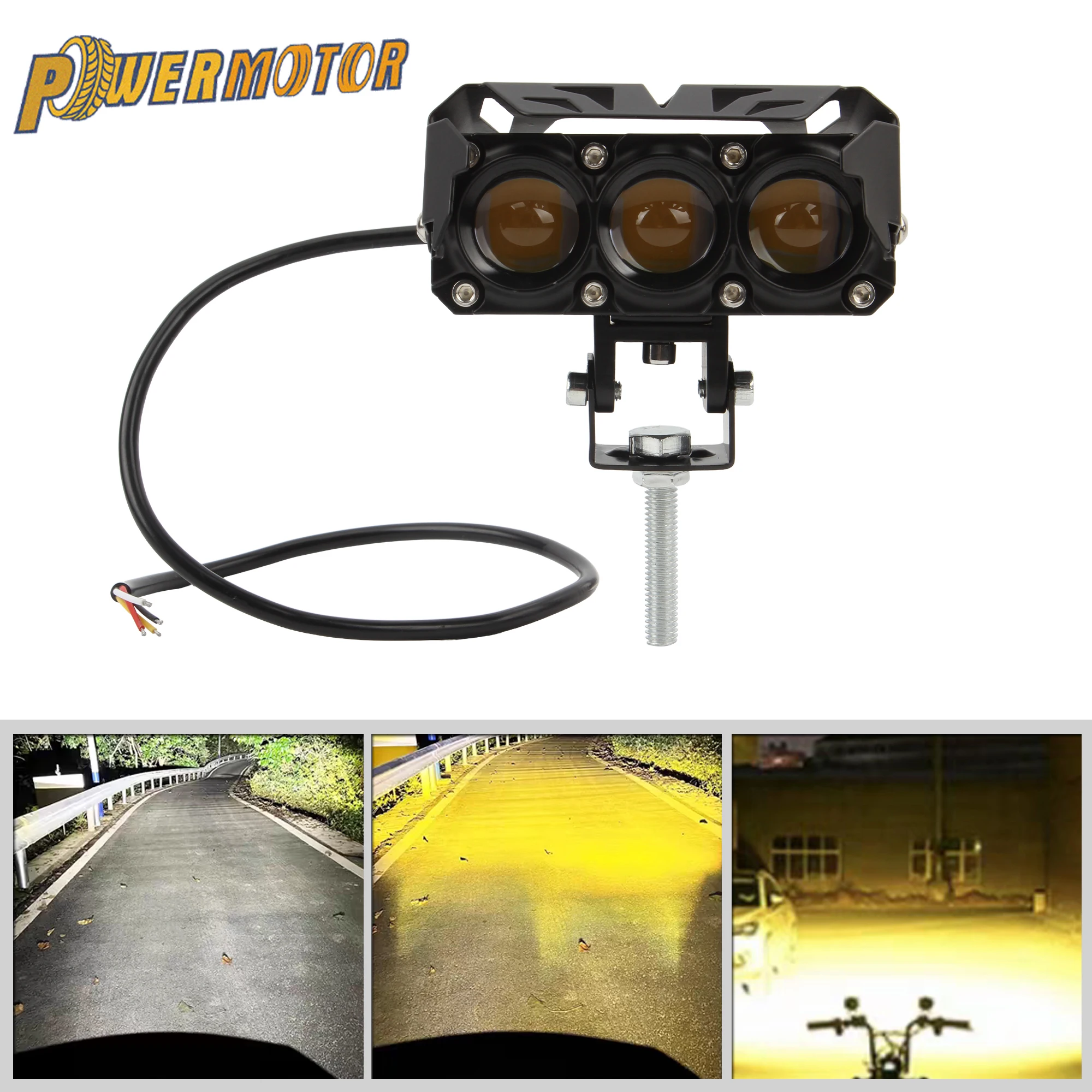 

Powermotor Motorcycles Mini LED Spotlights With Fan Suitable For Motorbike Driving Light Hi/Low Beam Fog Lamps Driving Light