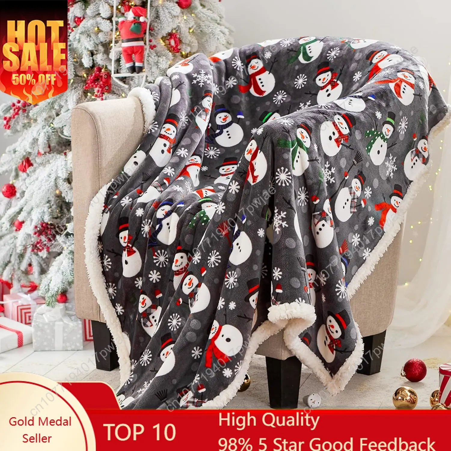 

Touchat Sherpa Christmas Throw Blanket Fuzzy Fluffy Soft Cozy Blanket Fleece Flannel Plush Microfiber Blanket for Couch Bed So