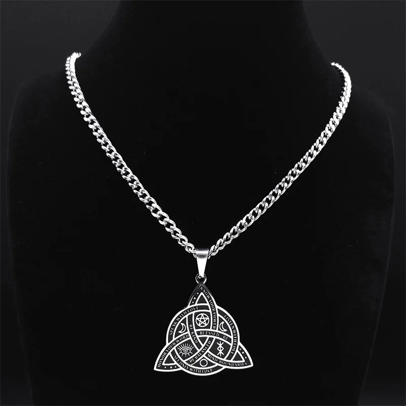 Viking Witch Celtic Knot Pendant Necklace Stainless Steel Men Chain Odin Gothic Necklace Protection Amulet Jewelry nudo de bruja image 5