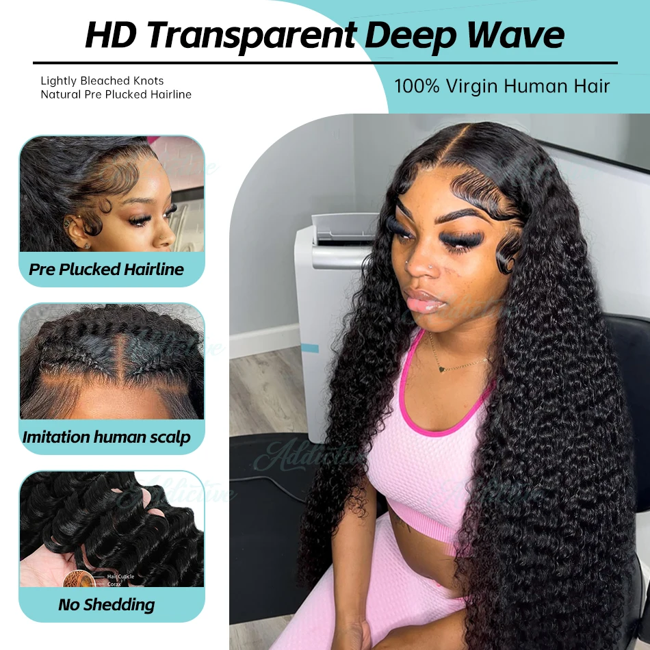 Peruca brasileira encaracolada para mulheres, peruca frontal de renda transparente, cabelo remy, onda profunda, 13x4 hd lace front, 30 ", 40", 250 densidade, 13x6