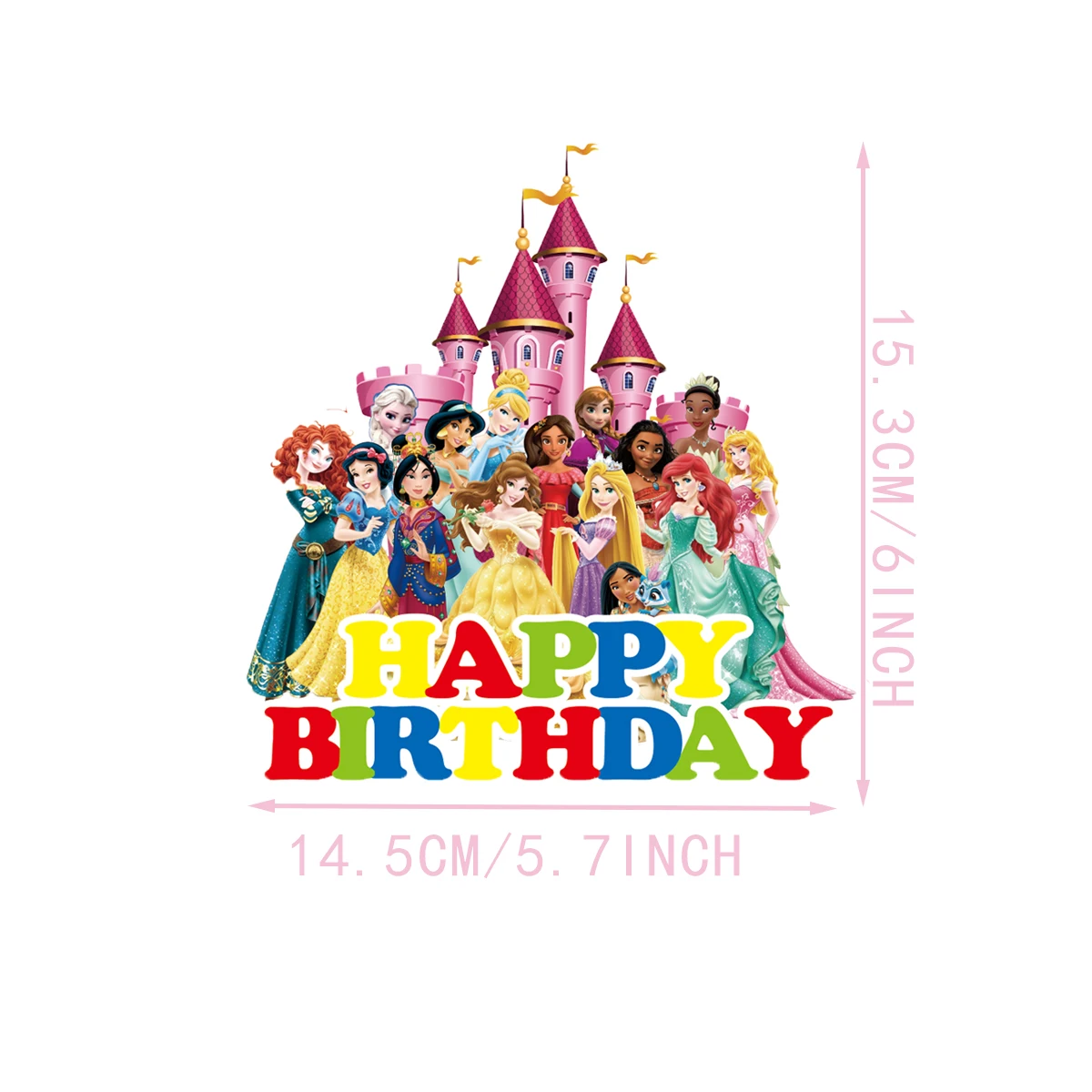 قطعة علوية لكعكة أميرات ديزني، أغطية كب كيك للفتيات، مستلزمات حفلات أعياد ميلاد الأميرة الوردية، عيد ميلاد الأميرة