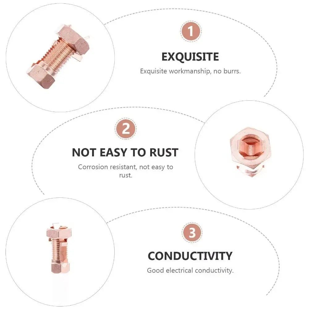 Antenna Grounding Connector Copper Split Bolt Connector Rose Gold Cord Bolt Copper Bolt Clamp Cable