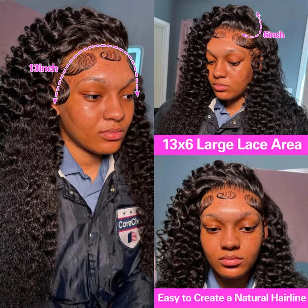 30 40 بوصة موجة عميقة باروكة من شعر طبيعي 250% الكثافة 13x6 شفافة HD الدانتيل الجبهة خصلات الشعر المستعار الإنسان مجعد الدانتيل شعر مستعار أمامي للنساء