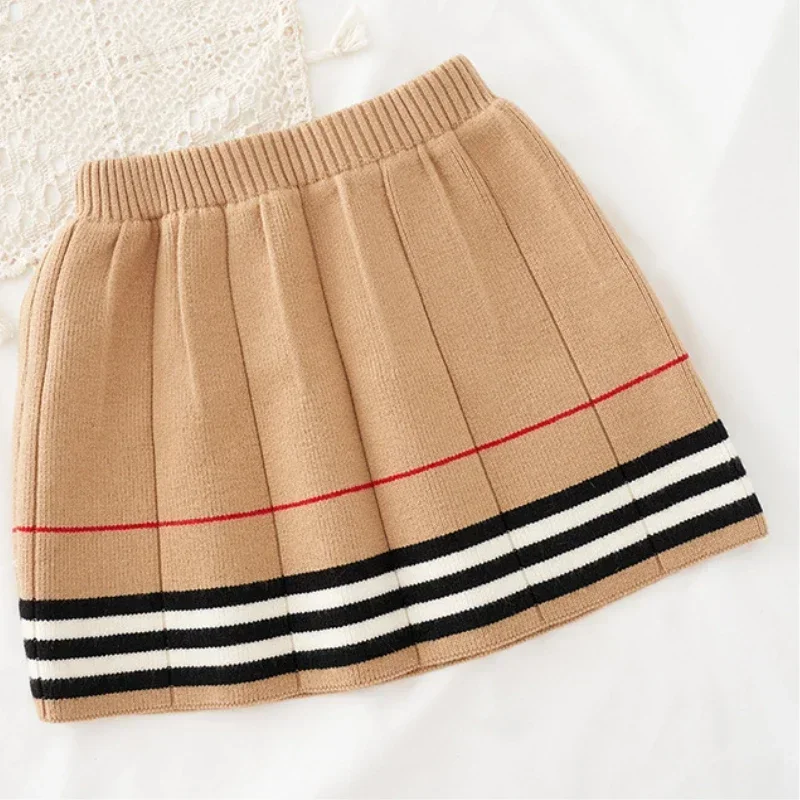 Spring Autumn Girls Knitted 2 Pieces Suit Top+skirt Fall Sets for Children Girls Clothing  Kids Clothes