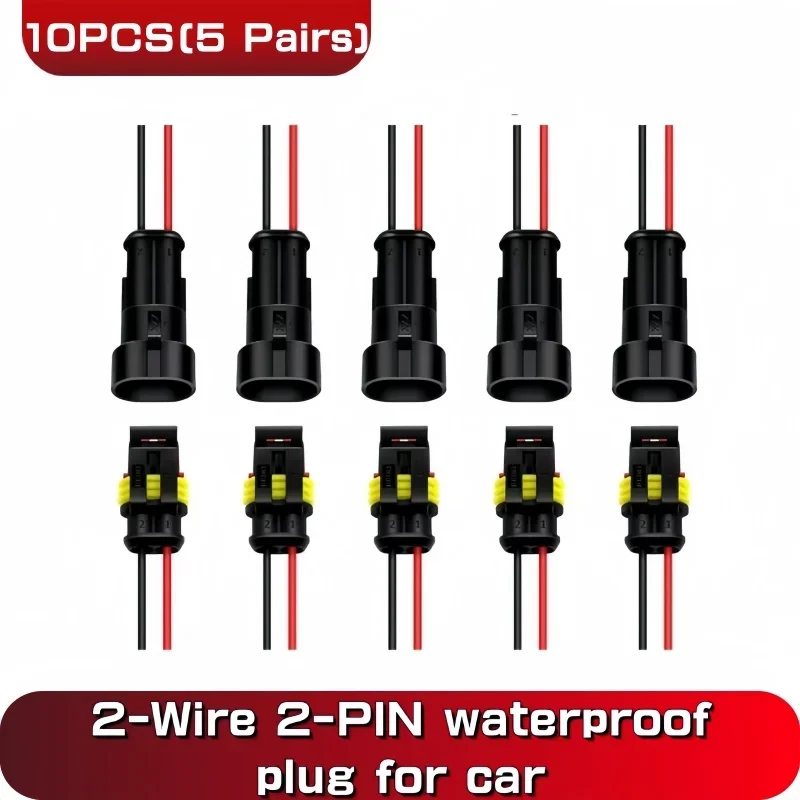 5 paar 2-pins connector Waterdichte connector Mannelijke en vrouwelijke manier 20AWG-draad Geschikt voor auto Vrachtwagen Boot Andere draadaansluiting