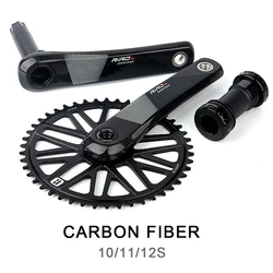 Carbon Bike Crankset Single/Double Road Bike Crankset Ultralight Carbon Fiber Crank 170mm Bicycle Chainring 50/34T 53/39T