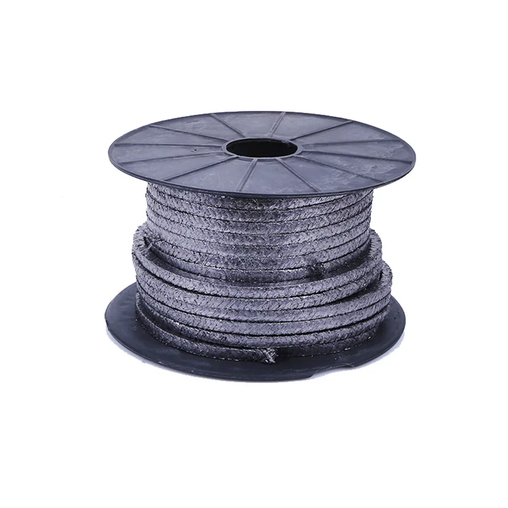 1M New 6mmx6mm Graphite Braided Packing Graphite Wire Rod Pump Valve Seal Graphite Stuffing Sealing Graphite Gland Packing Rope