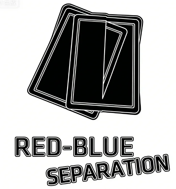 

Визуальный красный, синий разделительный фокус, колода, трюк, крупный план и уличное представление, реквизит для фокусника, аксессуары для иллюзии