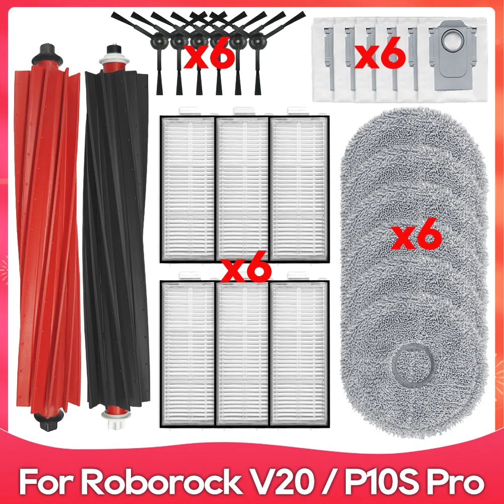 Compatible For Roborock Qrevo Master / Qrevo Slim / V20 / P10S Pro Main Side Brush Mop Cloth Filter Dust Bag Parts