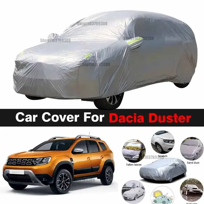 

Car Cover For Dacia Duster 2010-2021 Outdoor Sun Shade Anti-UV Rain Snow Fog Resistant Cover Dust Proof