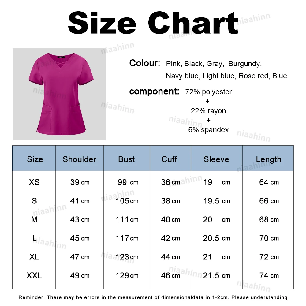 Scrubs Uniforms Nurses Scrub Tops Anti-wrinkle Breathable Work Wear Stretching Scrubs Women with Pockets Short Sleeved Shirt New