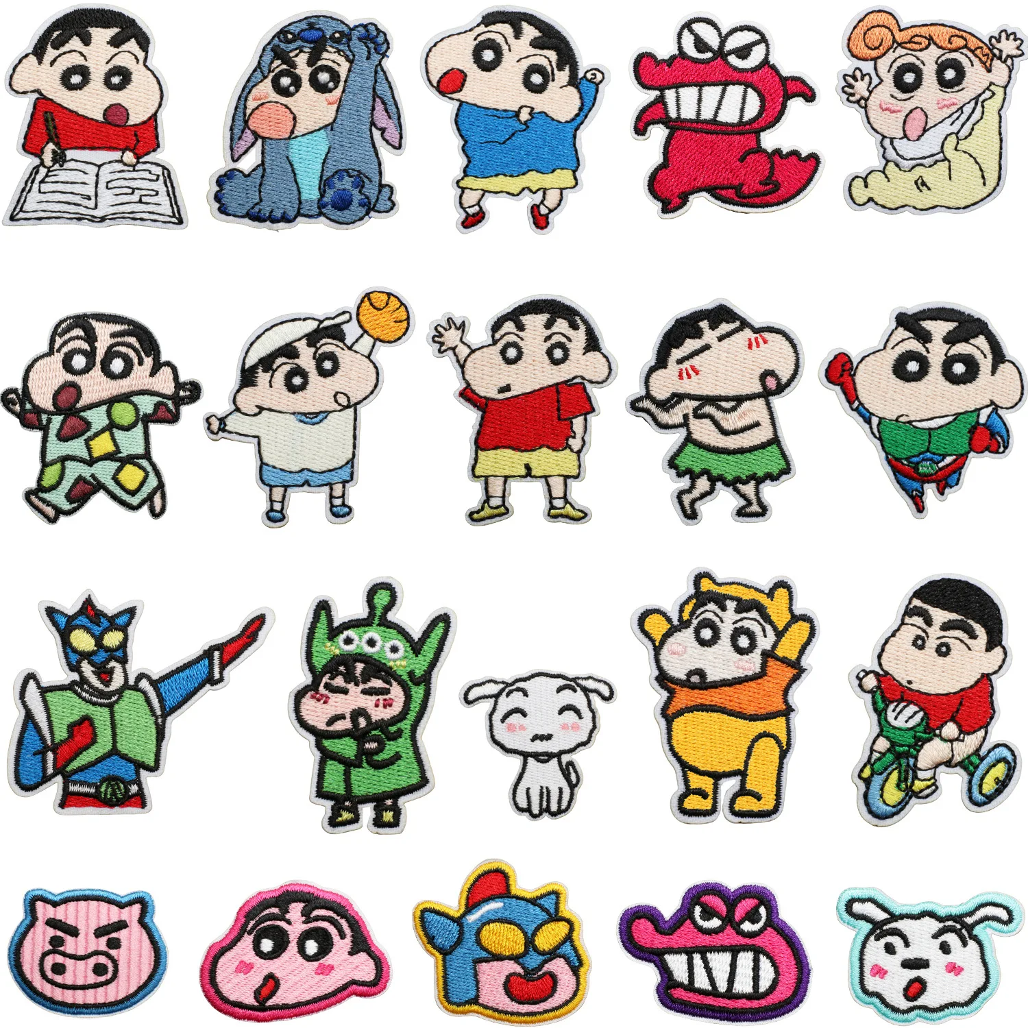 New Crayon Shin-chan Embroidery Patches Kawaii Anime Figure on Clothes Sticker for Jacket Cartoon Decor Pants Bag Clothing Patch
