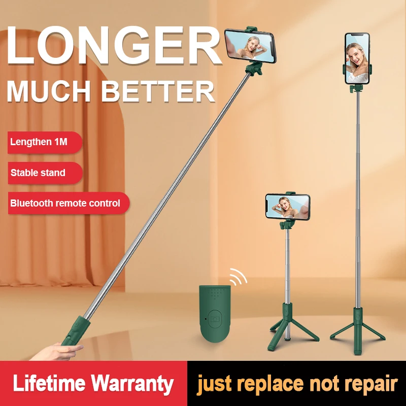 Ultra przenośny statyw telefon Bluetooth Selfie Stick z pilotem składany chowany dla Huawei IPhone i androida
