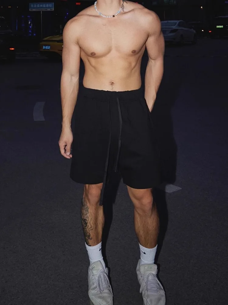 

Белые спортивные брюки Qui Dry, мужские летние брюки для бега на открытом воздухе, легкие тонкие брюки длиной до колена, четырехпятых