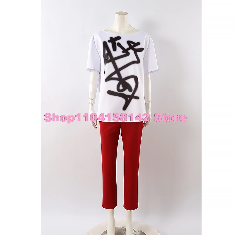 Alien Stage Till Cosplay Costume Wig Tshirt Red Pants Costume Fancy Party Clothing Anime Halloween Carnival Uniform Men Women