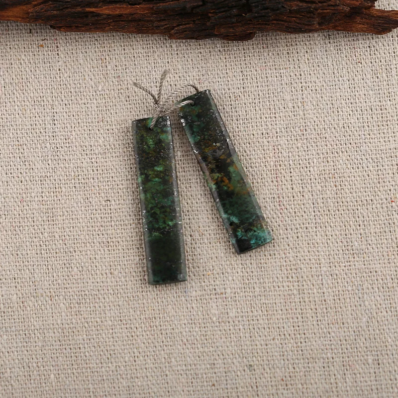 B&F Rectangle Chrysocolla Pendant Beads, Handmade Natural stones beads, Polished Stones for jewelry Making Supplies