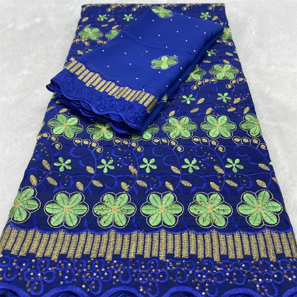 

Blue Color Nigerian Swiss Voile Lace In Switzerland Fabric 2026 African Cotton Embroidered Lace Fabric For Women Dress 5+2 Yards