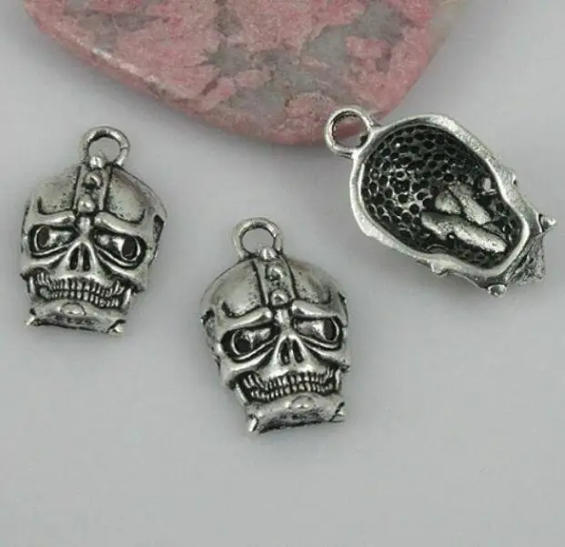 8pcs 23*12mm hole 2.6mm  tibetan silver color skull head charms EF0492