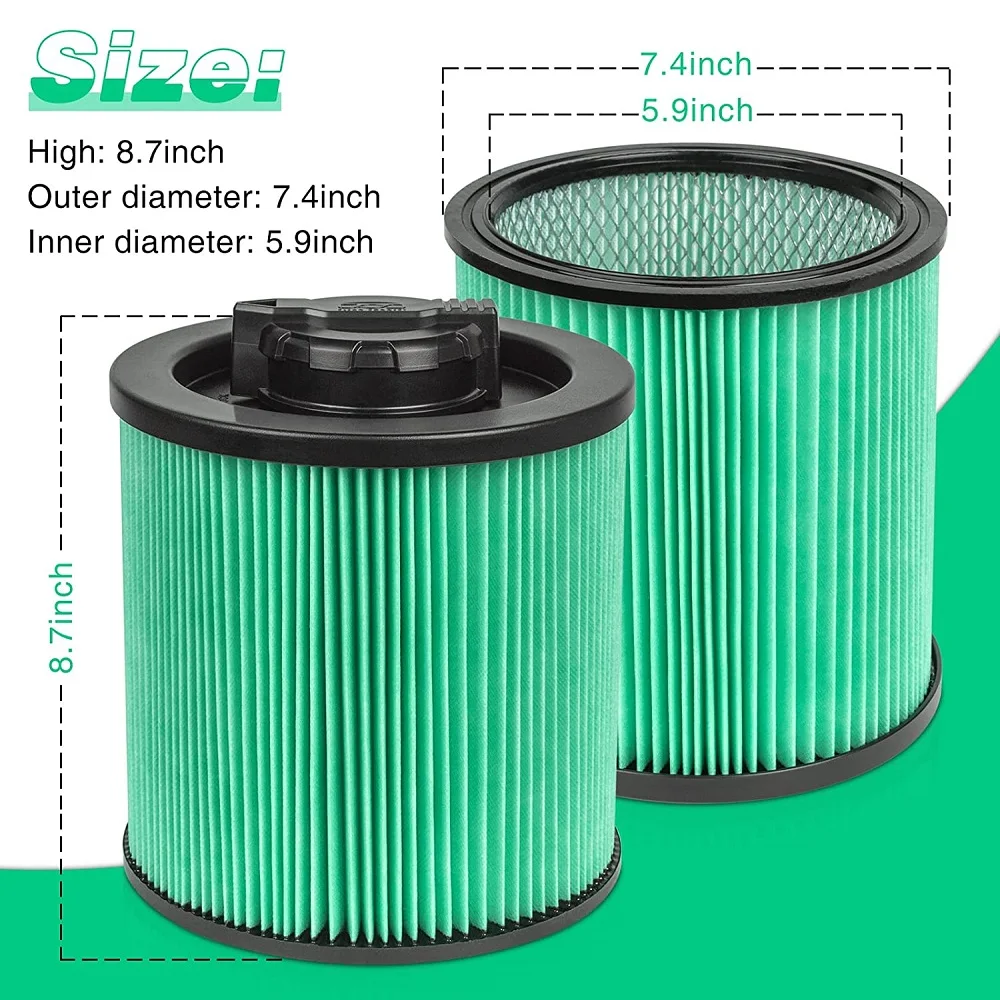 DXVC6914 HEPA Cartridge Filter for DeWalt Regular 6-16 Gallon Wet/Dry Vacuum Cleaners DXV06P