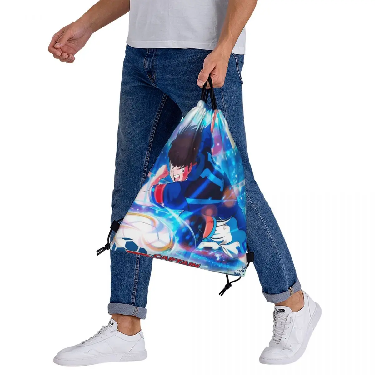 キャプテン翼アニメ漫画バックパックファッション巾着バンドルポケット雑貨バッグブックバッグ旅行学校用