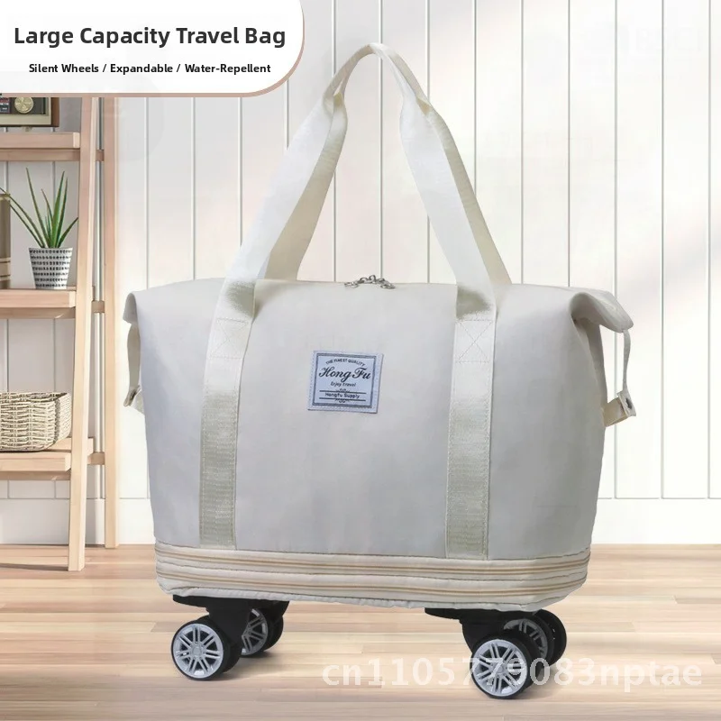 Large Capacity Travel Bag with Universal Wheels Safety Lock Portable Oxford Cloth Storage Bag for Short-Distance Business Trips
