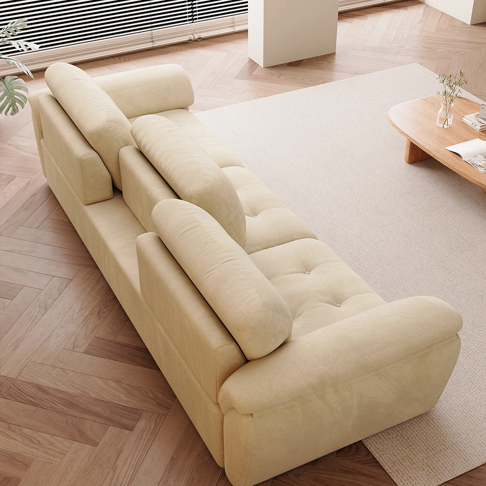 #Modern Simple Extra Large Sofa Reclining New Style Straight Row Movable Backrest Stretch Chenille Fabric for Mall Living Room