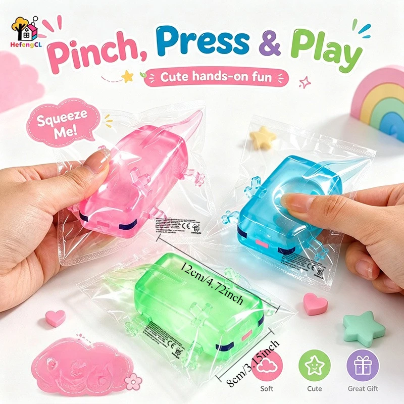 2PCS Random Color Axolotl Squishy Toys, Cute Pastel Clear Axolotl Shape Squeeze Toys, Soft Stretchy Sensory Toys for Kids, Fun Party Bag Fillers, Classroom Prizes, Birthday Surprises, Halloween, Christmas & Valentine’s Day Gifts