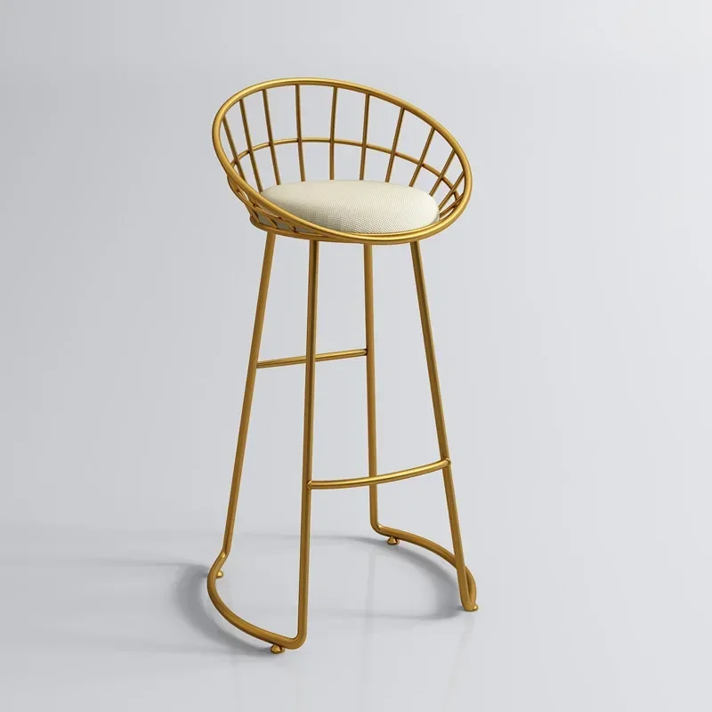 

Seats Counter Semi Bar Chairs High Stools Designer Backrest Bar Chairs Gold Metal Nordic Sedie Cucina Dinning Chair WW50BC