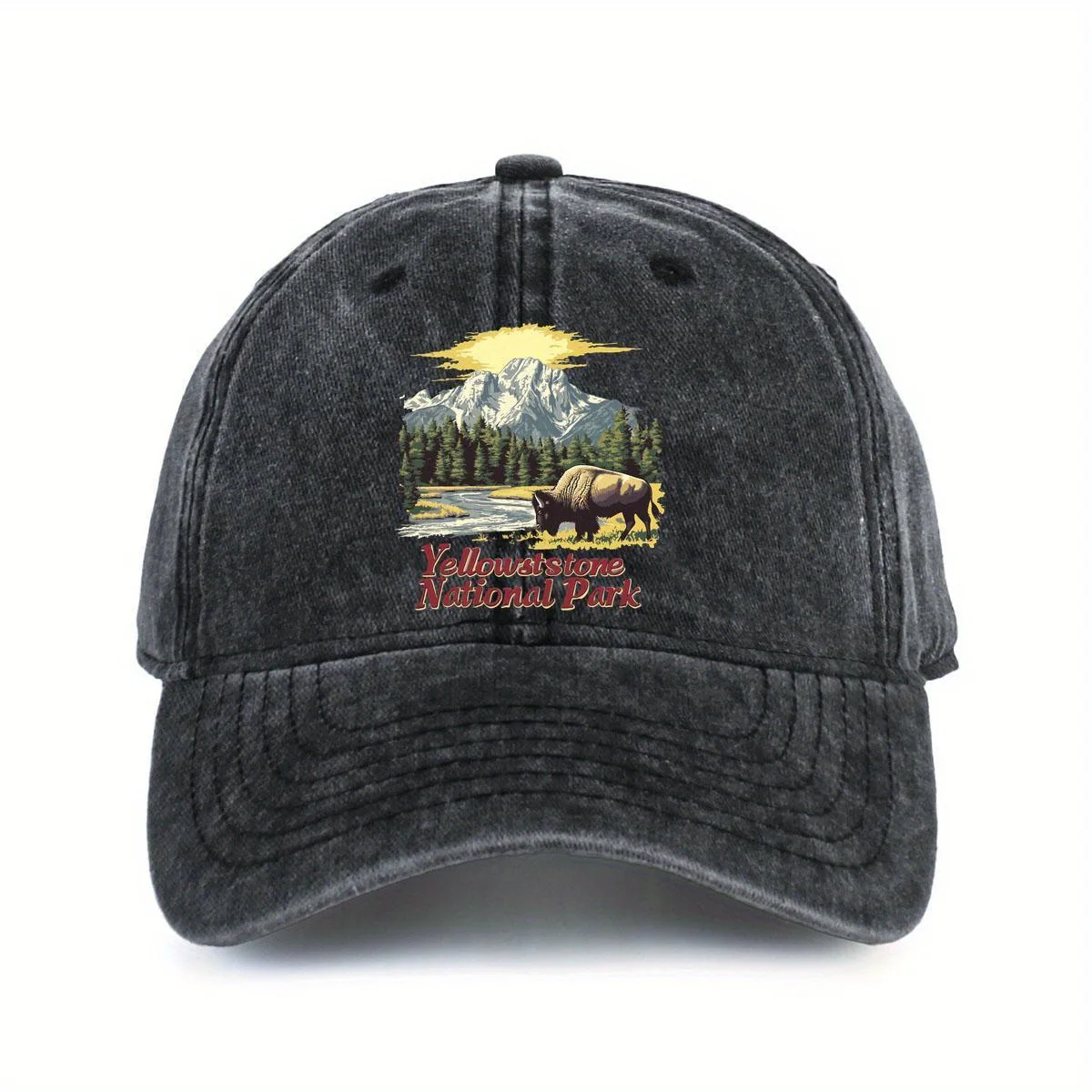 

Йеллоустонский национальный парк, бейсбольная джинсовая кепка Bison Mountain, хлопковая шляпа для папы, повседневный головной убор для улицы