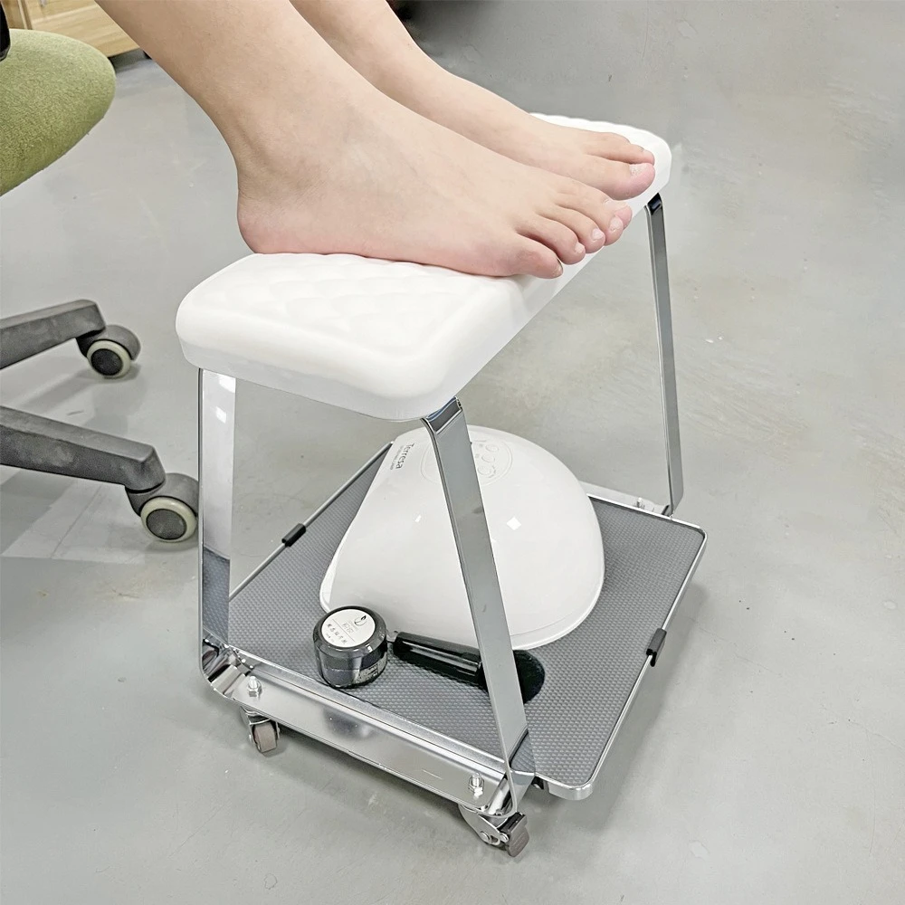Nail Salon Special F3 Movable Pedicure Chair, PU Cushioned Rolling Stool Equipped with Tool Tray & Footrest Tool