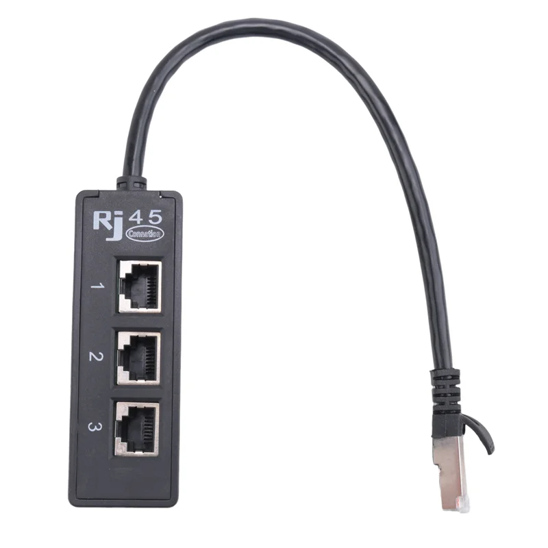 RJ45 Male To 3 RJ45 Female Port Network Extender Cable Splitter LAN Ethernet
