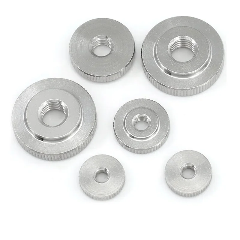 Picture 5: M2 M2.5 M3 M4 M5 M6 M8 M10 M12 Flat Knurled Nut 304 Stainless Steel Thin Hand Screwed Nut Round Manual Adjustment Nut