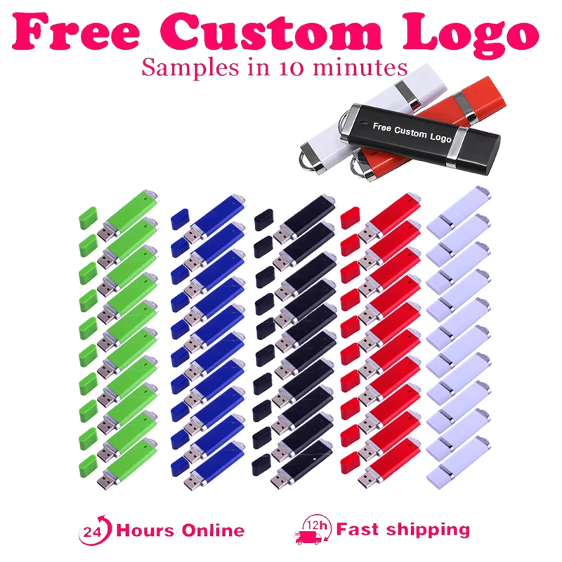 

Wholesale 100 PCS LOT Pendrive 128GB Plastic Lighte Memory Stick 64GB Black Real Capacity USB Flash Drive 32GB Blue Pen Drive