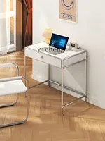 TQH Computer Desk Stainless Steel Home Desk Light Luxury Internet celebrity Dresser Storage Cabinet Adult