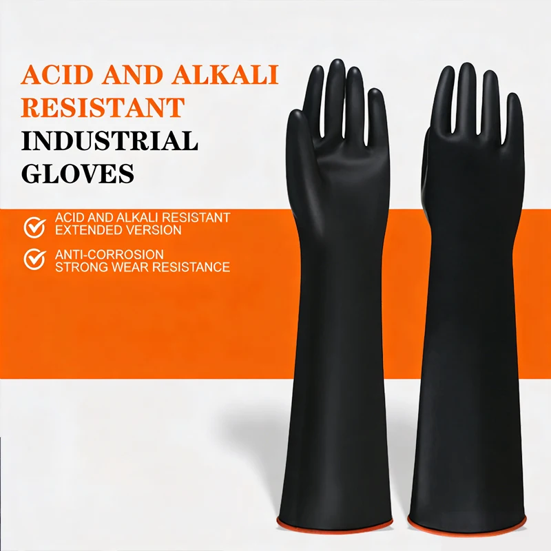 

1 пара черных резиновых перчаток, устойчивых к кислотам и щелочам, противоскользящих, маслостойких, кислотостойких защитных перчаток