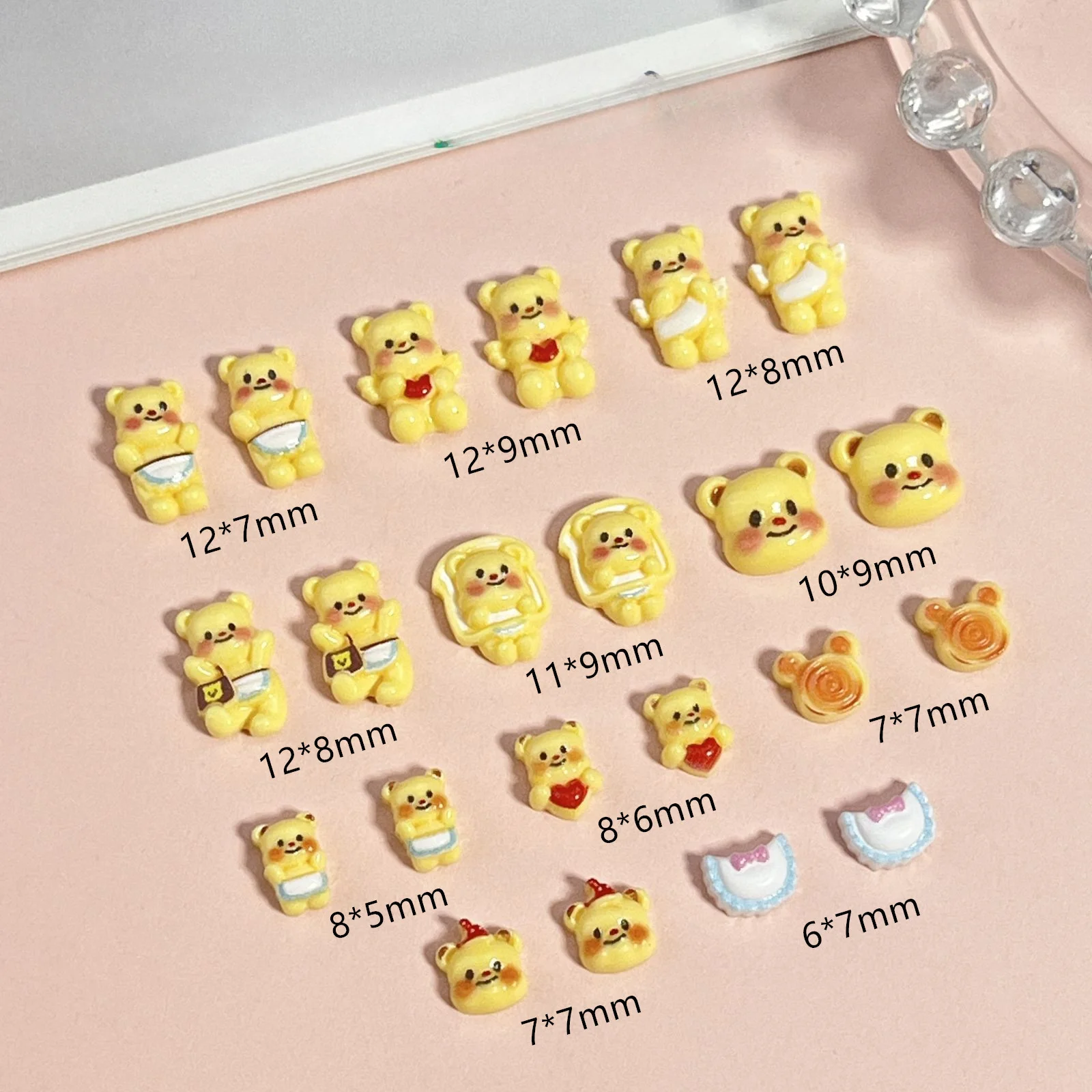 Cartoon Butter Bear Nail Charms Cute Kawaii 3d Yellow Love Bear Decor Manicure Accessories Anime Figures For Nails Phone Case