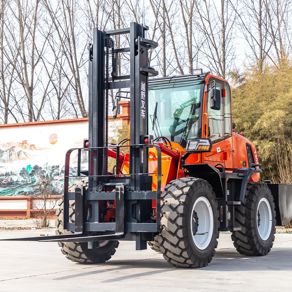 Popular Diesel Forklift 3 Ton Triplex Mast Side Shifter Famous Engine All Terrain Forklift New Fork Lift