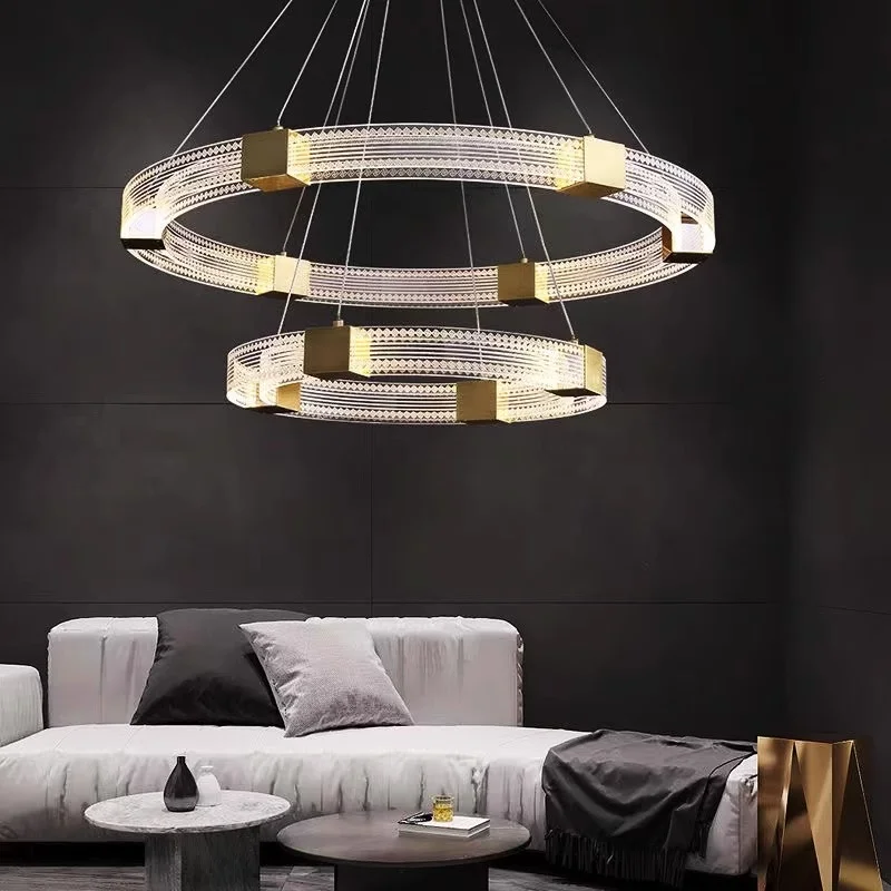 

Modern light luxury living room pendant light, simple and atmospheric bedroom light, circular ring household high-end restaurant