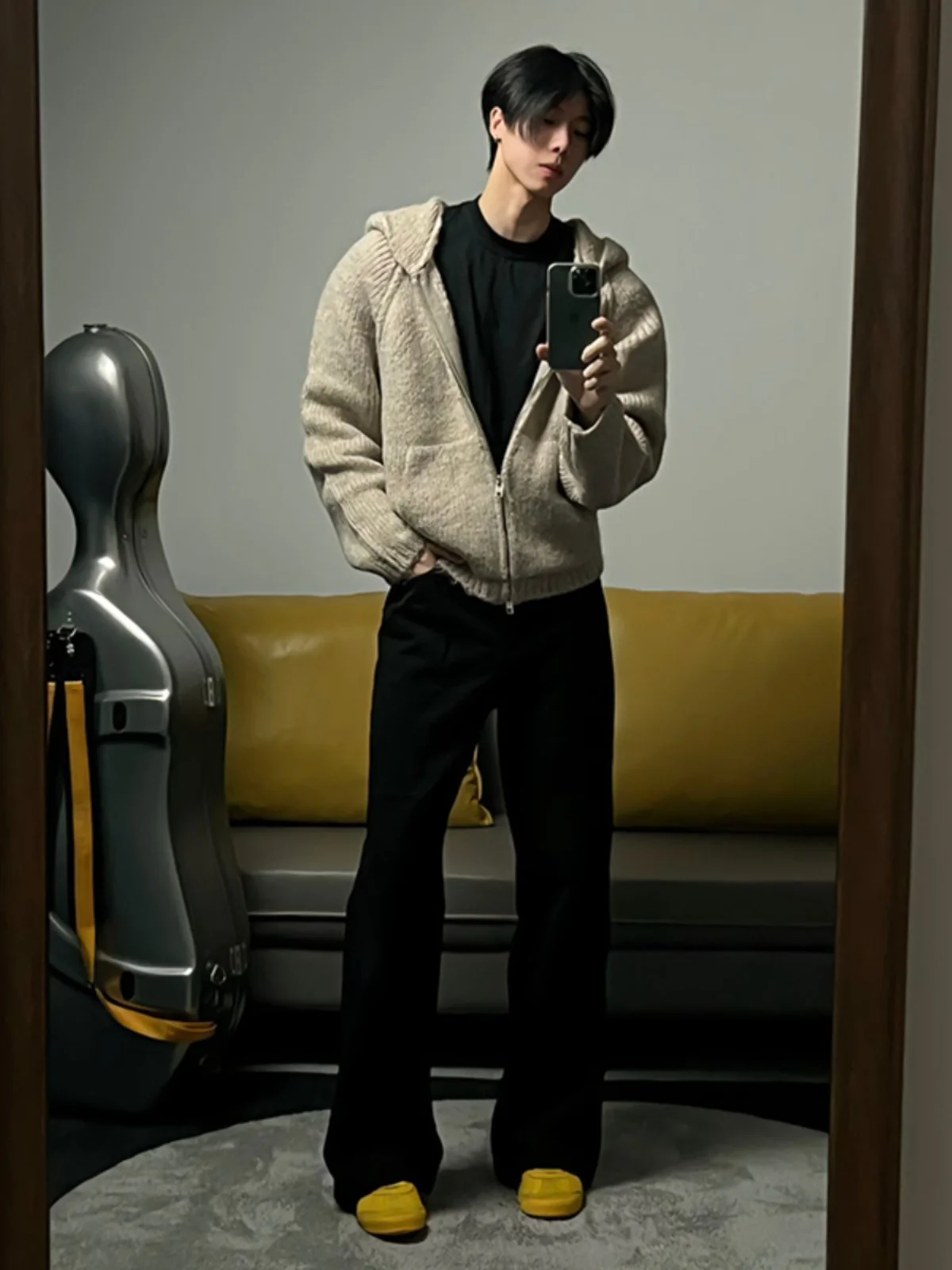 

Bla Fce Lined Men's Jeans High Waist Wide Leg Pants Winter Street Sle Taller Men's Long Pants Boots Clement