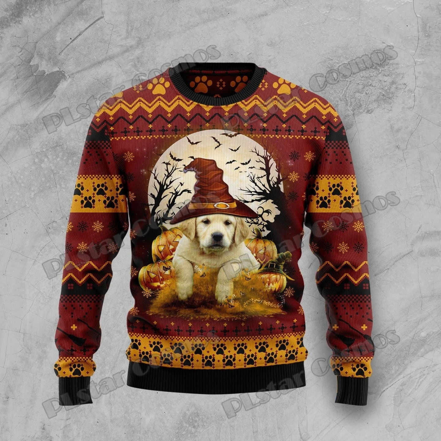 Golden Retriever Pumpkin Halloween 3D Printed Men's Ugly Christmas Sweater Winter Unisex Casual Knit Pullover Sweater ZZM27