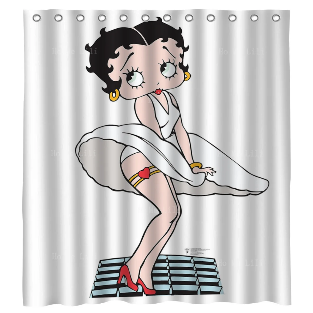 Anime girl Is Dancing In A White Dress And Red High Heels Shower Curtain By Ho Me Lili For Bathroom Decor