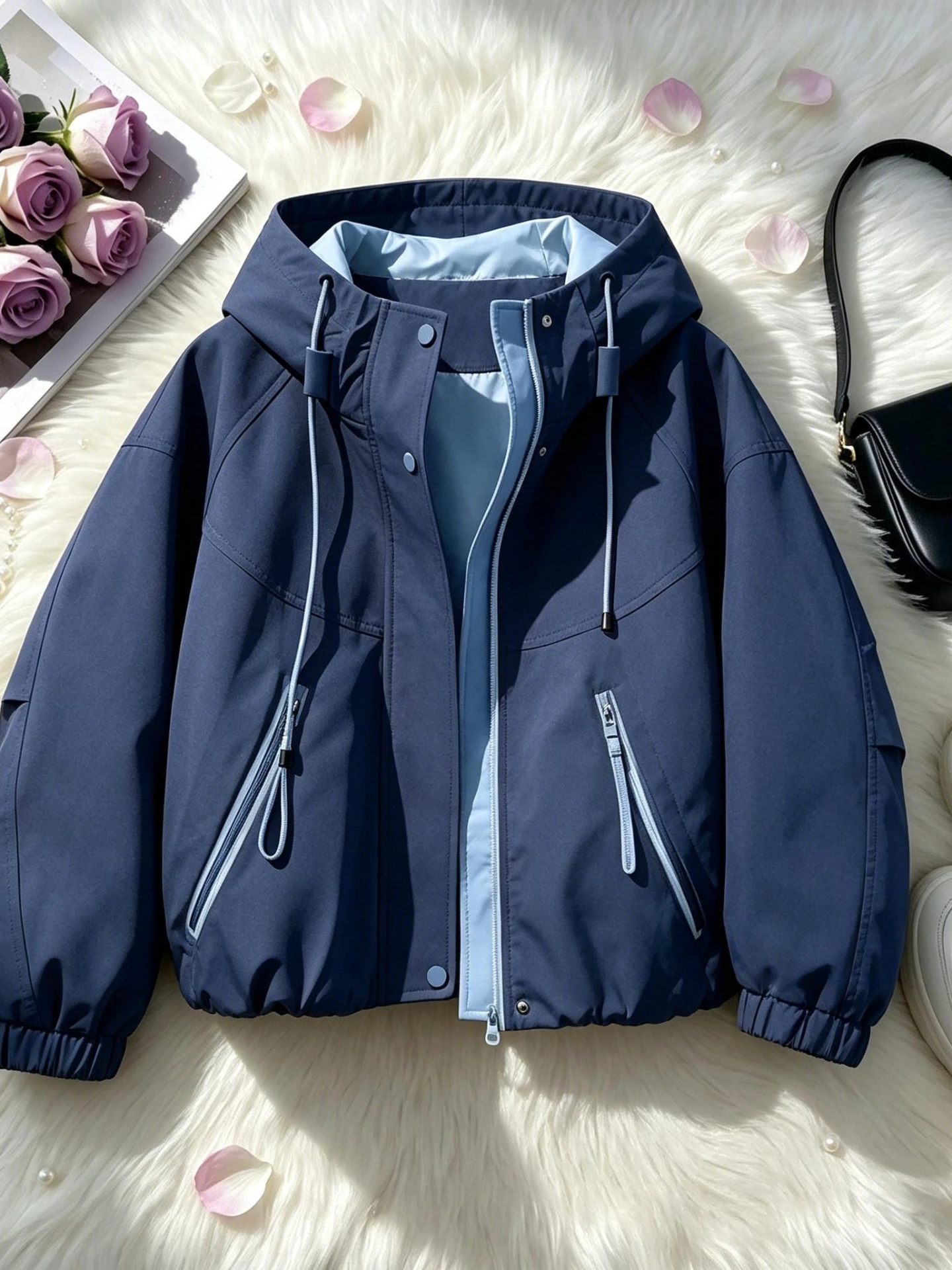 

Женская демисезонная ветровка нового фасона для активного отдыха, с длинным рукавом, с капюшоном, в модном корейском стиле, дышащая, повседневная