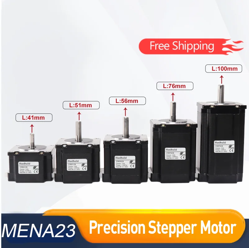 

23 stepper motor, model 23HS4128 23HS5128 23HS5628 23HS7628, shaft diameter 8mm, four-wire system, 57 series motor.