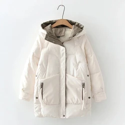 2024 Women Winter Warm Thick Hooded Cotton Down Jacket Newest Long Padded Parka For Women Oversize 3XL Winter Loose Cotton Coat