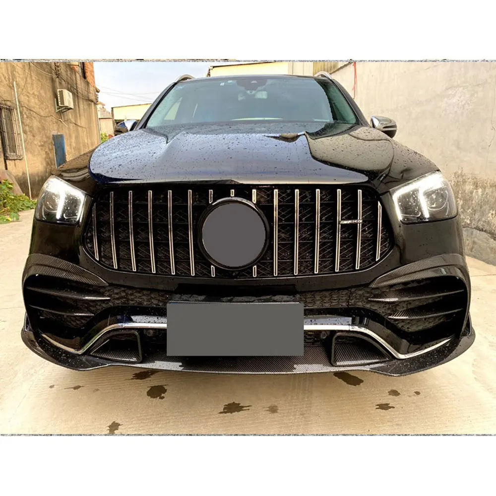 For W167 Dry Carbon Fiber Material Front Bumper Lip Splitters for Mercedes Benz GLE Class GLE53 AMG SUV 2020 UP