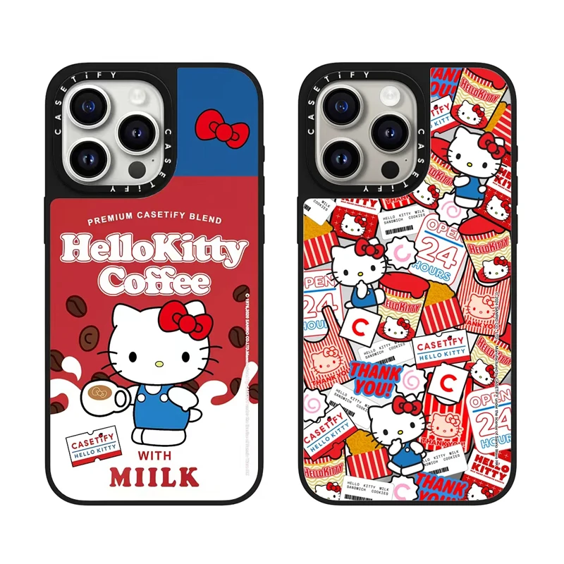 Sanrio Kawaii Hello Kitty Apple 16Pro Mobile Phone Case Iphone15Promax Cartoon 13 Anti-Fall All-Inclusive Protective Cover