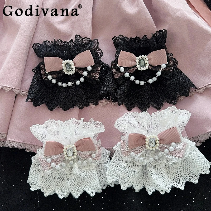 

Оригинальные рукава ручной работы Mine Mass-Produced в стиле Лолиты, милый бант, жемчужная цепочка, рукава принцессы, новые японские женские рукава Y2K